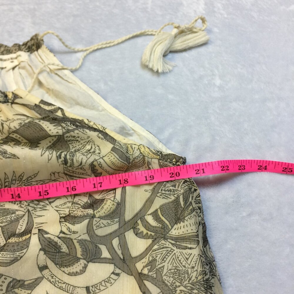 World Market Maxi Halter Dress S/M Womans Beige Metallic Crepe Tie Shoulder Boho - Picture 6 of 14